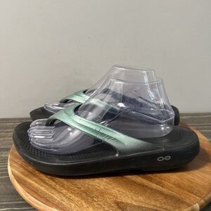 OOFOS OOlala Luxe Horizon Women’s Size 10 Flip Flop Shoes Sandals Black Teal